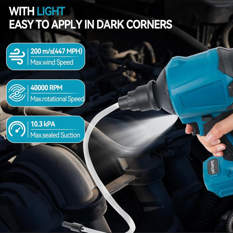 dcvbny Cordless Dust Blower for Makita 18V Battery(Tool Only), Air Duster Compressed Air Mattress Pump,447MPH 40000RPM for Car,Garages,Sawmill Room,Workshop Cleaning (for Makita 18V Battery) - Image 3